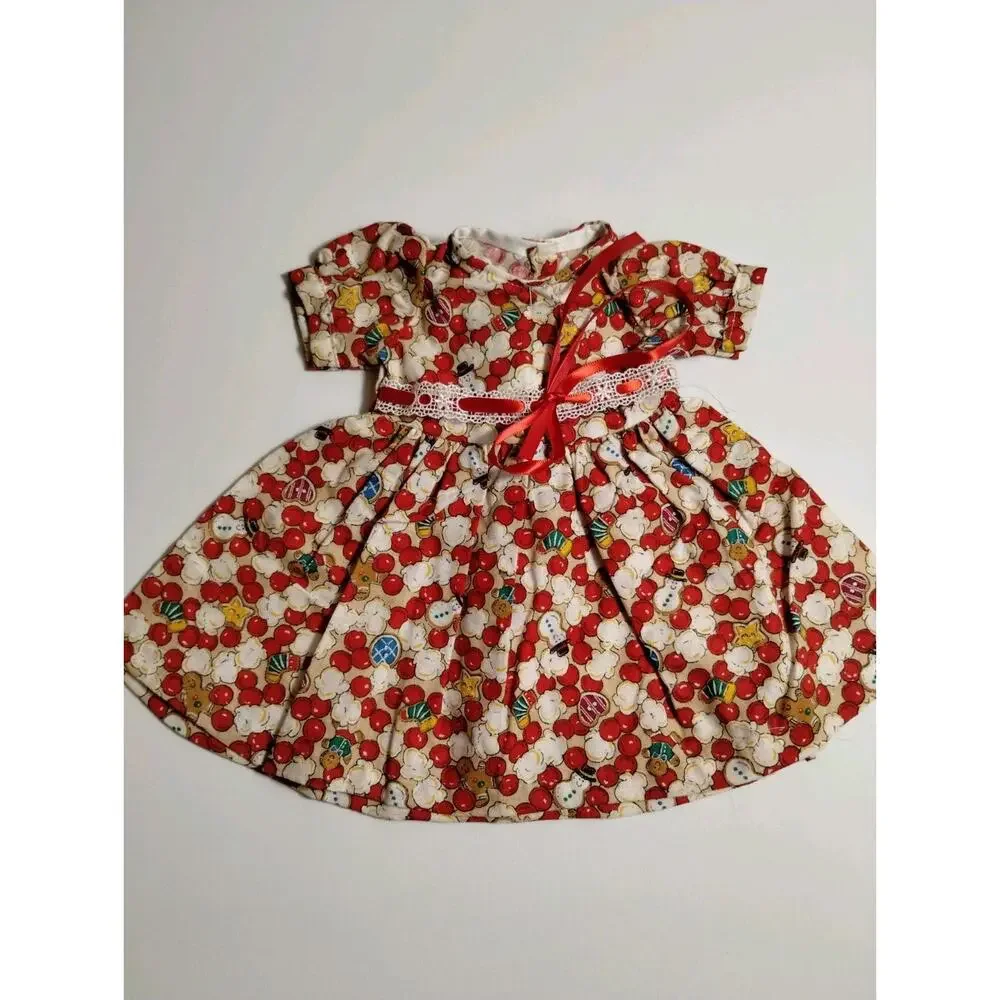 Vintage Handmade Doll Dress - Popcorn Cranberry Garland 10